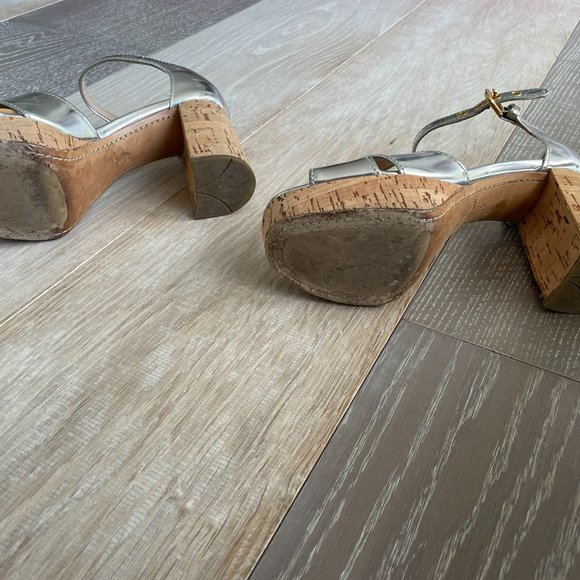 COPY - Silver Prada platform sandals with chunky heels - 70s vibe. size 6 - Picture 3 of 5